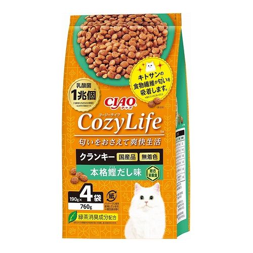 いなばペットフード CIAO CozyLife クランキー 本格鰹だし味 760g(190g×4袋)