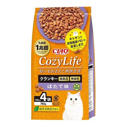 いなばペットフード CIAO CozyLife クランキー ほたて味 760g(190g×4袋)