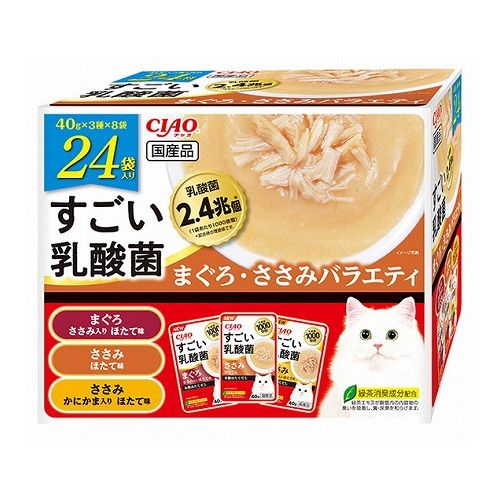 いなばペットフード CIAO すごい乳酸菌パウチ まぐろ・ささみバラエティ 40g×24袋