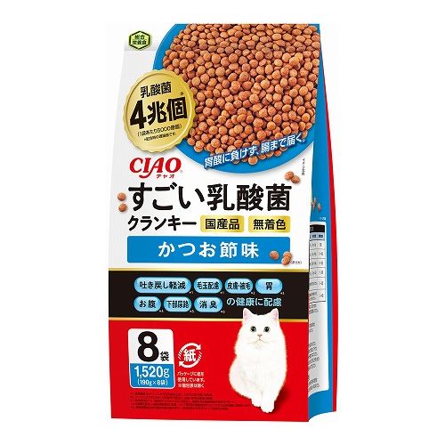 いなばペットフード CIAO すごい乳酸菌クランキー かつお節味 190g×8袋