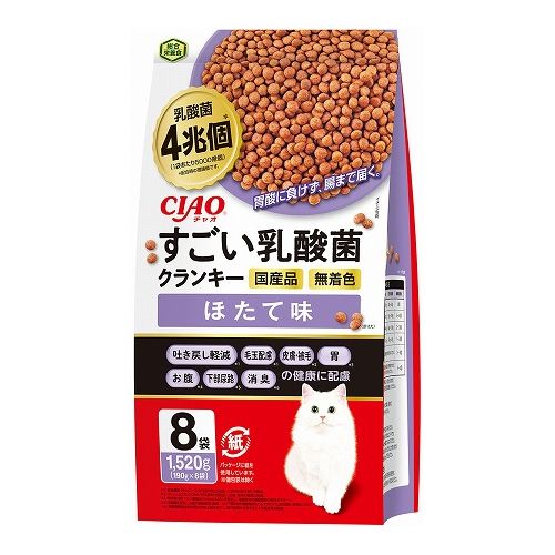 いなばペットフード CIAO すごい乳酸菌クランキー ほたて味 190g×8袋