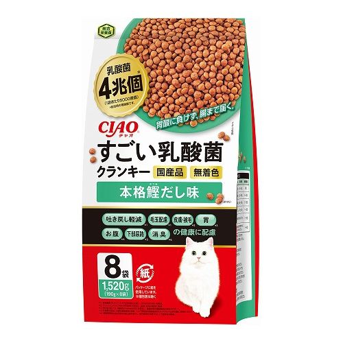 いなばペットフード CIAO すごい乳酸菌クランキー 本格鰹だし味 190g×8袋