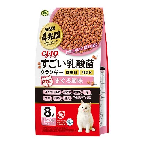 いなばペットフード CIAO すごい乳酸菌クランキー 子ねこ用 まぐろ節味 190g×8袋