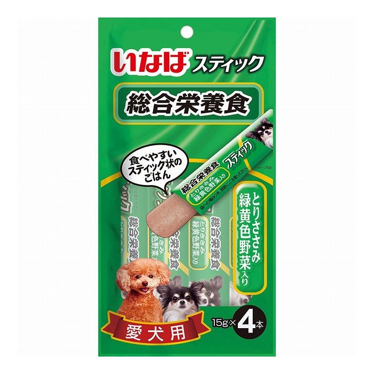 【12個セット】 いなば スティック 総合栄養食 とりささみ 緑黄色野菜入り 15g×4本 x12