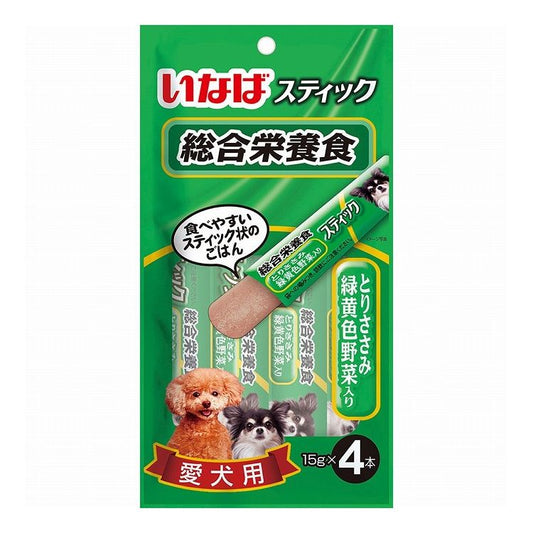 【12個セット】 いなば スティック 総合栄養食 とりささみ 緑黄色野菜入り 15g×4本 x12