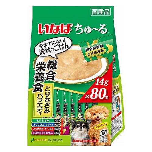 いなばペットフード ちゅ~る 総合栄養食 とりささみバラエティ 14g×80本入