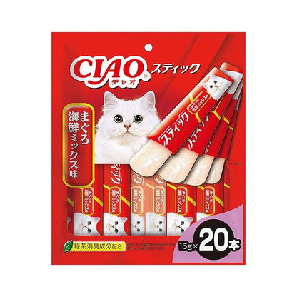 【2個セット】 CIAO スティック まぐろ 海鮮ミックス味 15g×20本入 x2