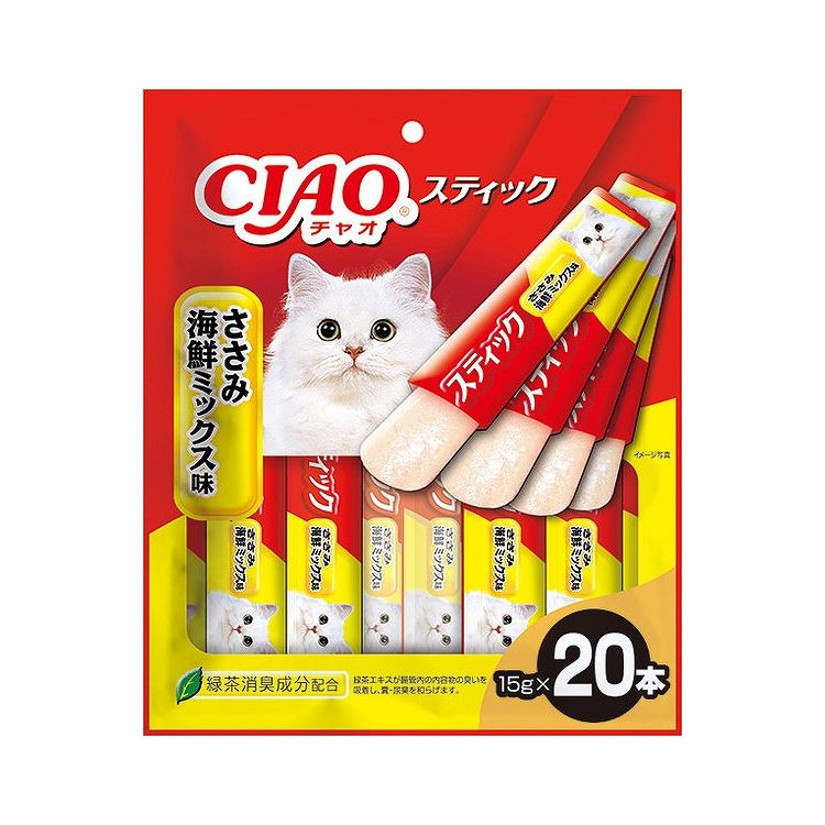 【2個セット】 CIAO スティック ささみ 海鮮ミックス味 15g×20本入 x2