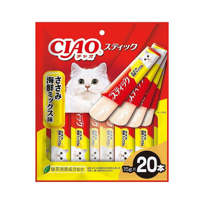 【2個セット】 CIAO スティック ささみ 海鮮ミックス味 15g×20本入 x2