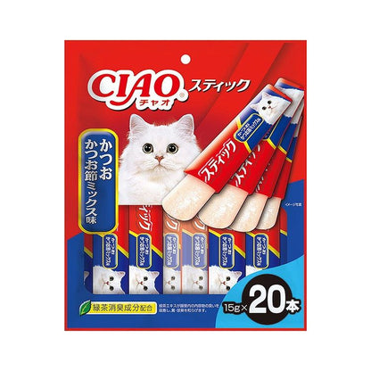 【4個セット】 CIAO スティック かつお かつお節ミックス味 15g×20本入 x4