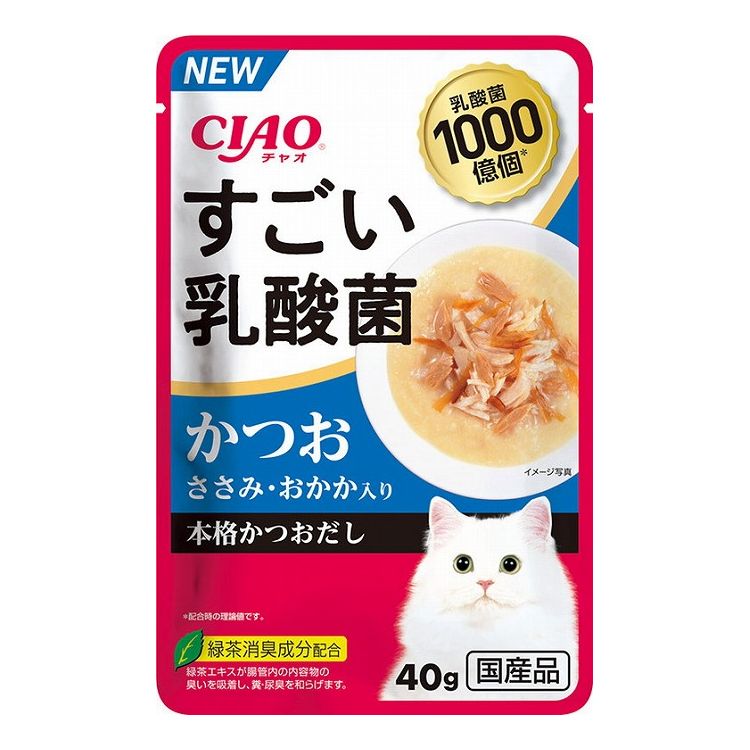 【24個セット】 CIAO すごい乳酸菌パウチ かつお ささみ・おかか入り 40g x24