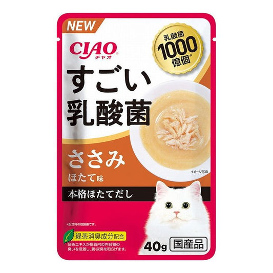 【24個セット】 CIAO すごい乳酸菌パウチ ささみ ほたて味 40g x24