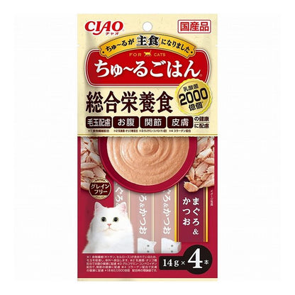 【12個セット】 CIAO ちゅ~るごはん まぐろ&かつお 14g×4本入 x12