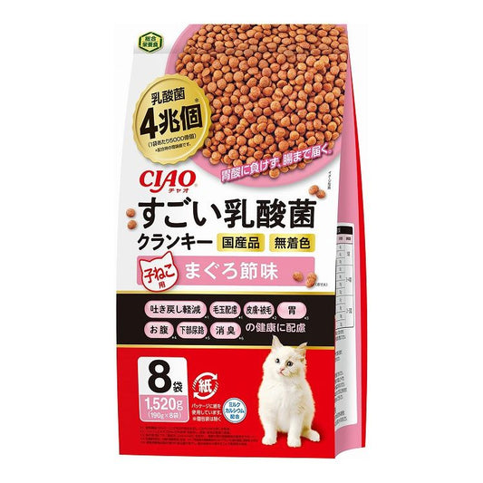 【4個セット】 CIAO すごい乳酸菌クランキー 子ねこ用 まぐろ節味 190g×8袋 x4