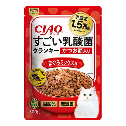 【2個セット】 CIAO すごい乳酸菌クランキー かつお節入り まぐろミックス味 500g x2