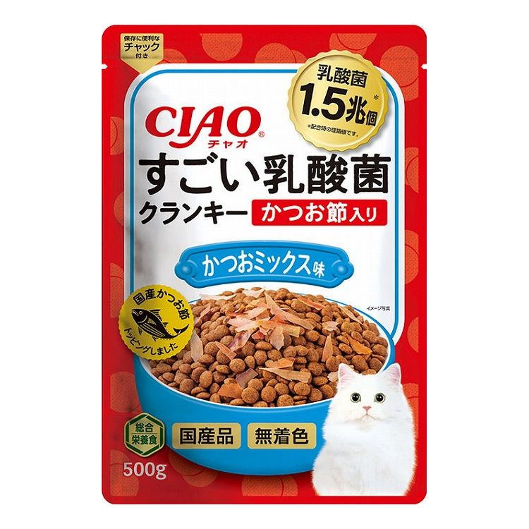 【2個セット】 CIAO すごい乳酸菌クランキー かつお節入り かつおミックス味 500g x2