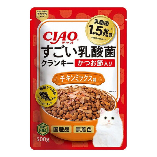 【2個セット】 CIAO すごい乳酸菌クランキー かつお節入り チキンミックス味 500g x2