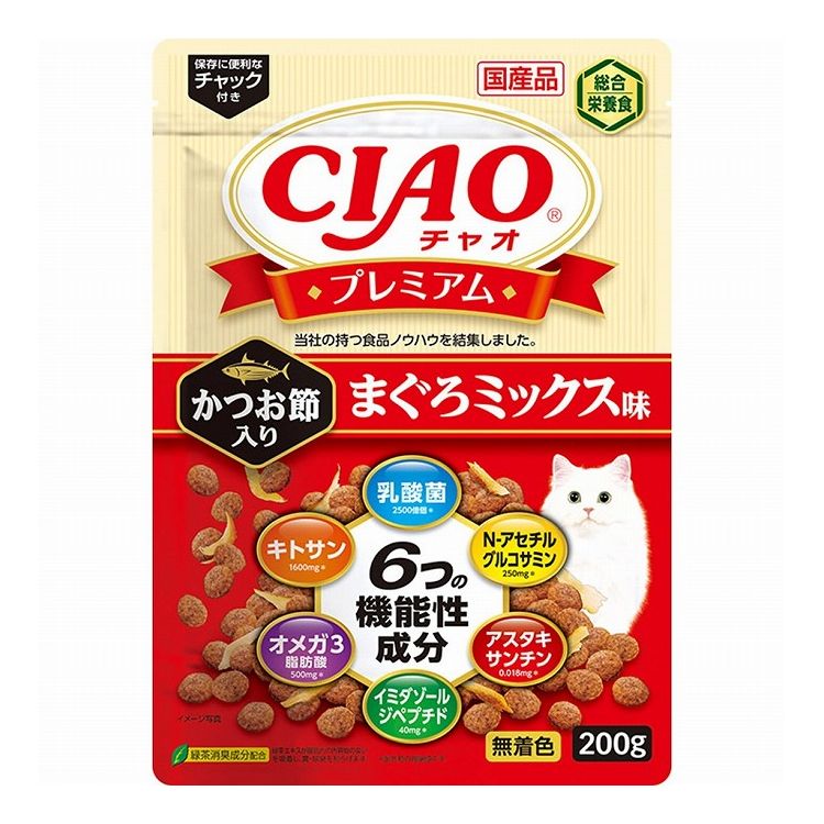 【12個セット】 CIAO プレミアム かつお節入り まぐろミックス味 200g x12