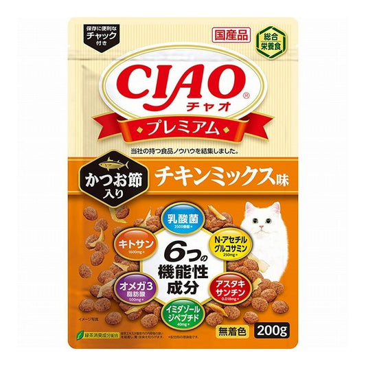 【24個セット】 CIAO プレミアム かつお節入り チキンミックス味 200g x24