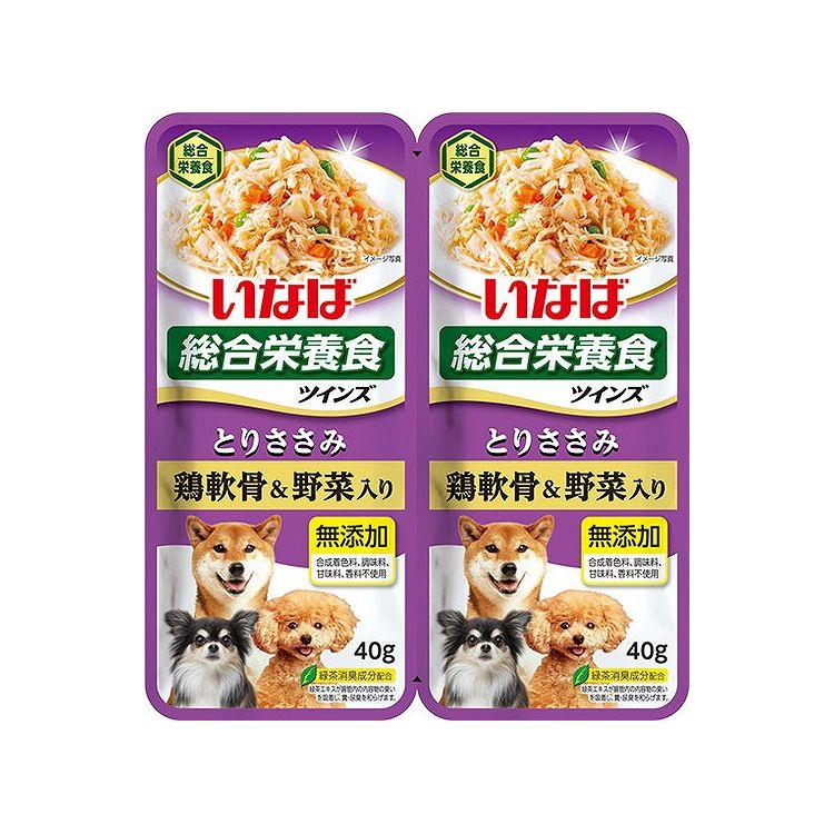 【12個セット】 いなば ツインズ とりささみ 鶏軟骨&野菜入り 80g(40g×2) x12