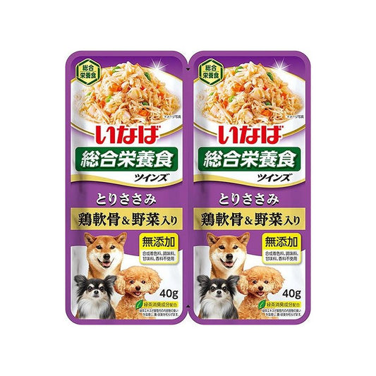 【24個セット】 いなば ツインズ とりささみ 鶏軟骨&野菜入り 80g(40g×2) x24