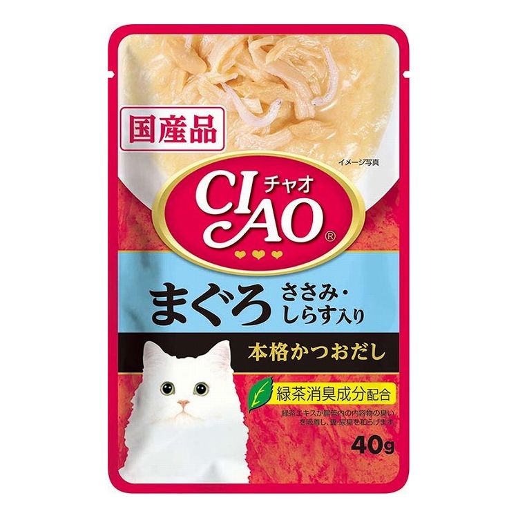 【24個セット】 CIAO パウチ まぐろ ささみ・しらす入り 40g x24