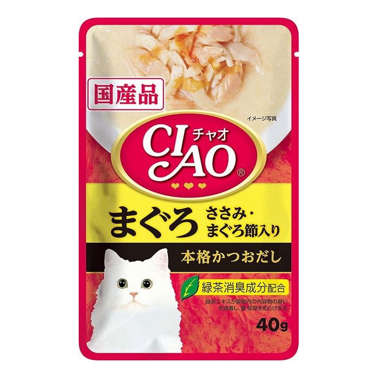 【24個セット】 CIAO パウチ まぐろ ささみ・まぐろ節入り 40g x24