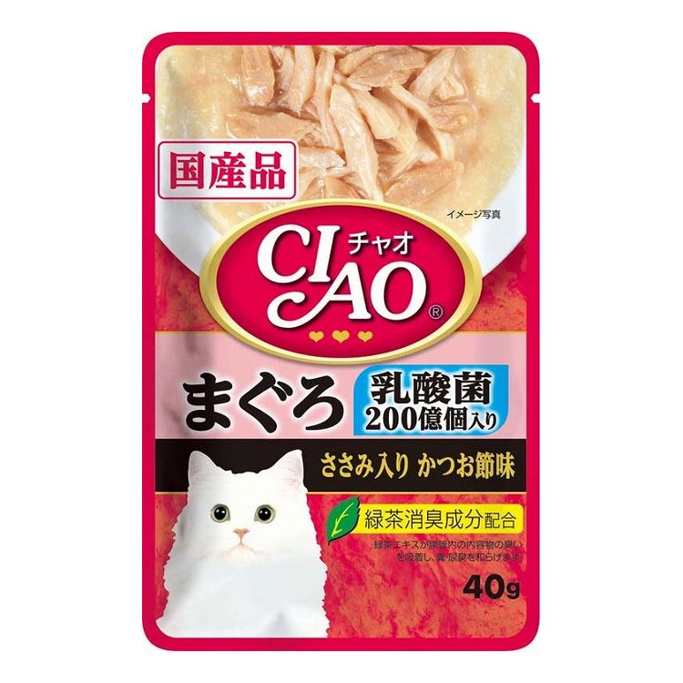 【24個セット】 CIAO パウチ 乳酸菌入り まぐろ ささみ入りかつお節味 40g x24