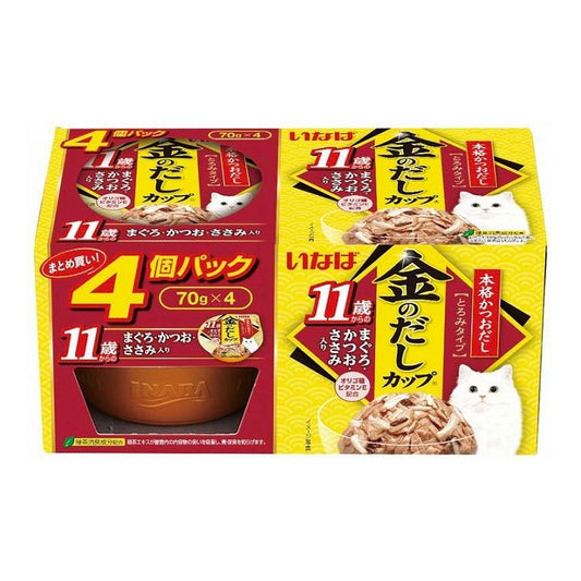 【8個セット】 いなば 金のだしカップ 11歳からのまぐろ・かつお・ささみ入り 70g×4個 x8