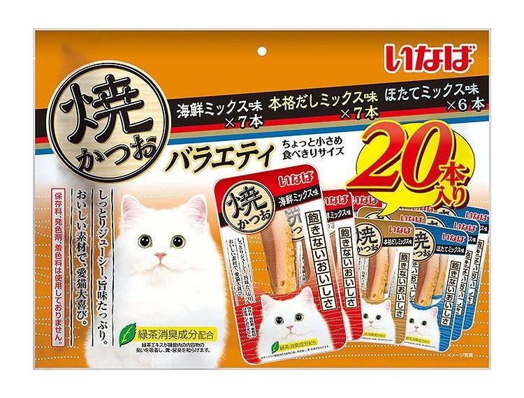 【2個セット】 いなば 焼かつお 成猫用バラエティ 20本 x2