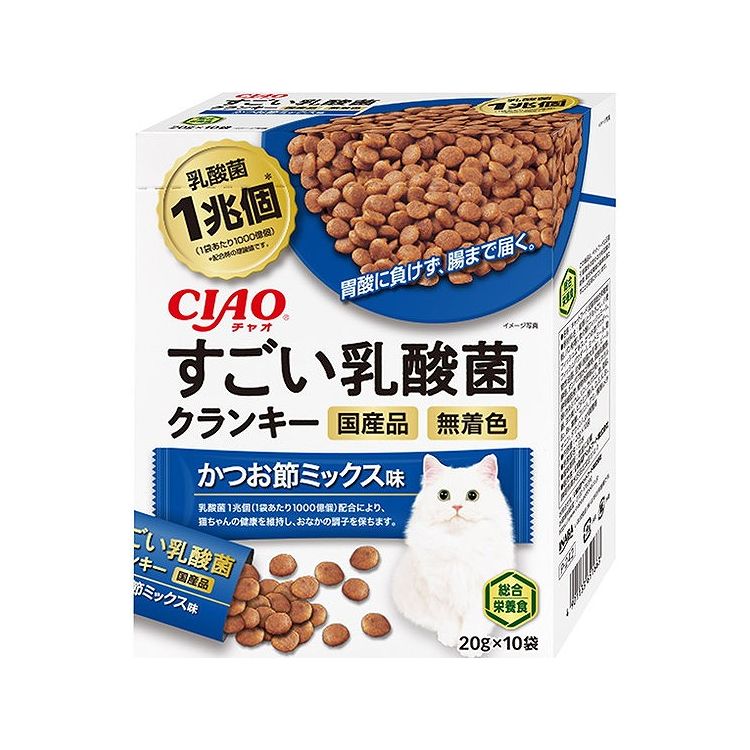 【4個セット】 CIAO すごい乳酸菌クランキーBOX かつお節ミックス味 20g×10袋 x4