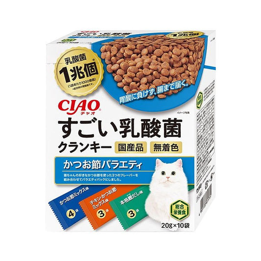 【12個セット】 CIAO すごい乳酸菌クランキーBOX かつお節バラエティ 20g×10袋 x12