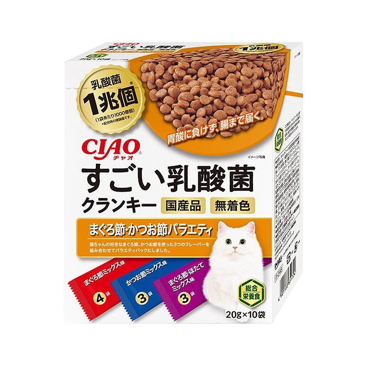 【12個セット】 CIAO すごい乳酸菌クランキーBOX まぐろ節・かつお節バラエティ 20g×10袋 x12