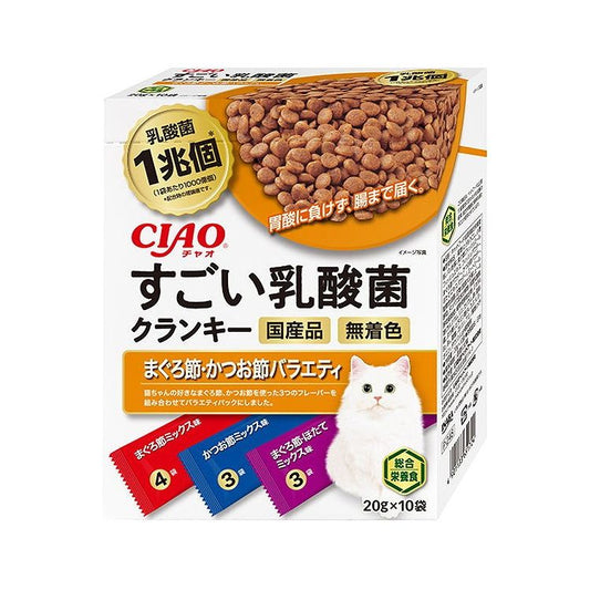 【12個セット】 CIAO すごい乳酸菌クランキーBOX まぐろ節・かつお節バラエティ 20g×10袋 x12