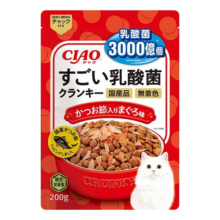 【12個セット】 CIAO すごい乳酸菌クランキー かつお節入り まぐろ味 200g x12