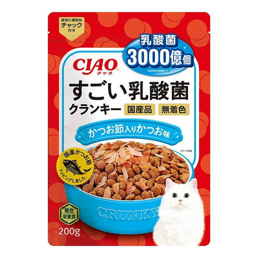 【12個セット】 CIAO すごい乳酸菌クランキー かつお節入り かつお味 200g x12