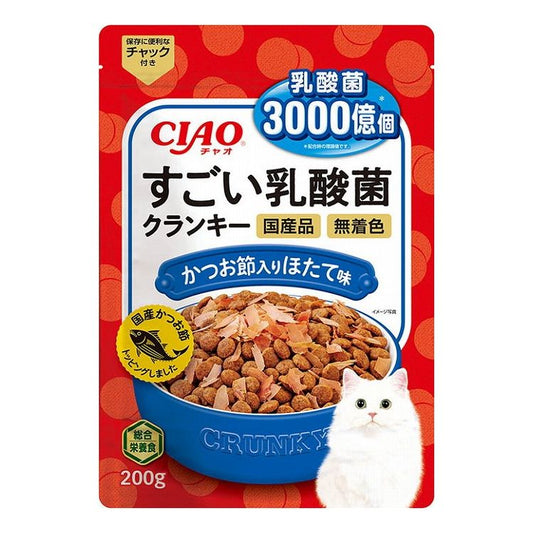 【12個セット】 CIAO すごい乳酸菌クランキー かつお節入り ほたて味 200g x12