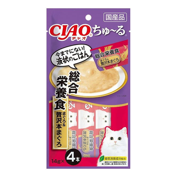 【12個セット】 CIAO ちゅ~る 総合栄養食 まぐろ&贅沢本まぐろ 14g×4 x12