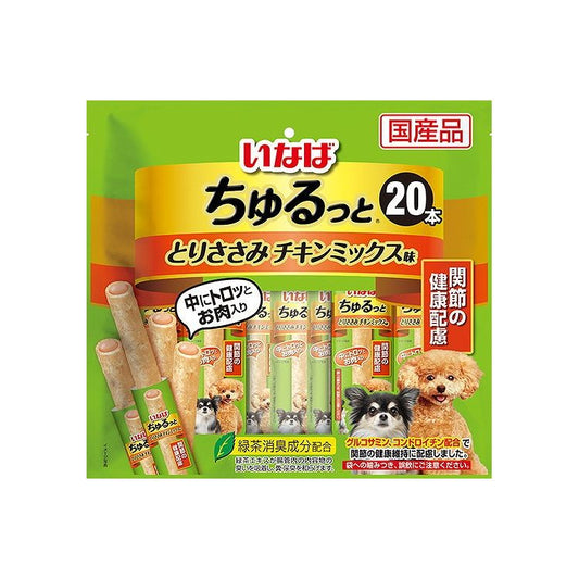 【2個セット】 いなば ちゅるっと とりささみ チキンミックス味 関節の健康配慮 20本入 x2