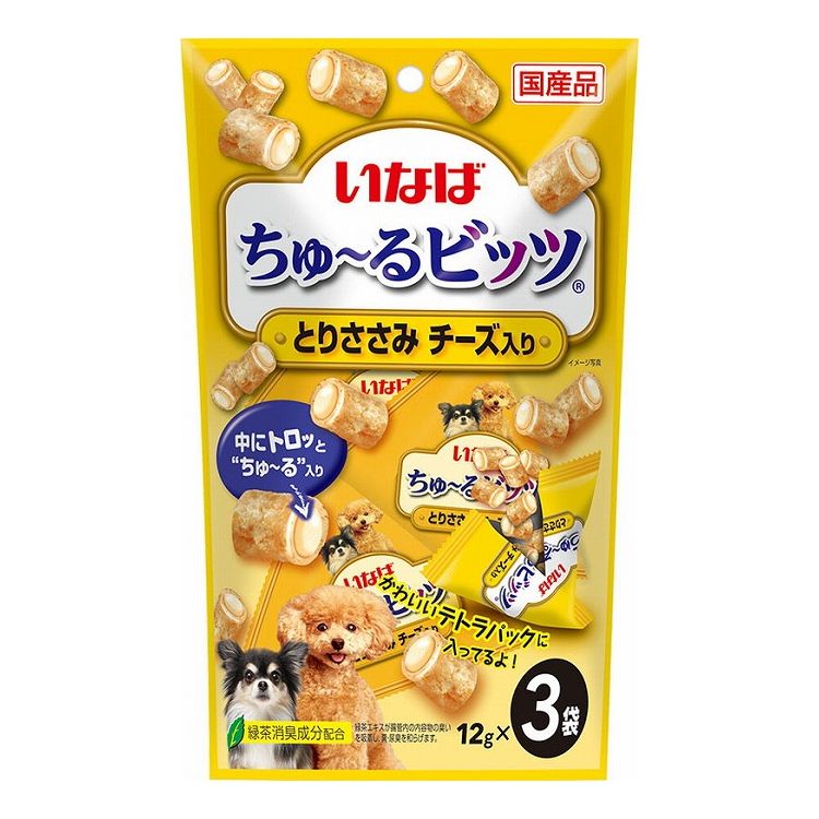 【12個セット】 いなば ちゅ~るビッツ とりささみ チーズ入り 12g×3袋 x12