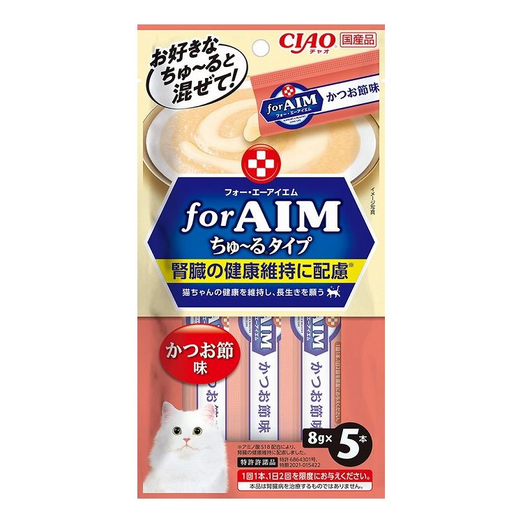 【12個セット】 CIAO forAIM ちゅ~るタイプ かつお節味 8g×5本入 x12