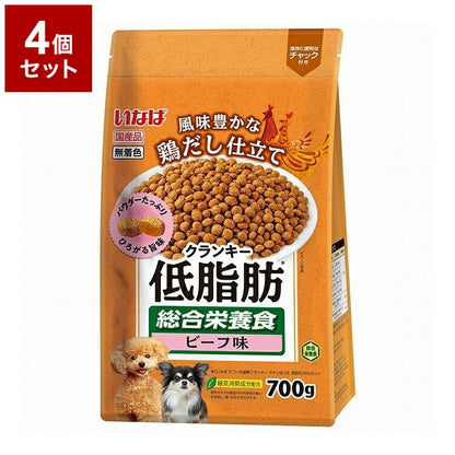 【4個セット】 いなばペットフード 低脂肪クランキー 鶏だし ビーフ味 700g