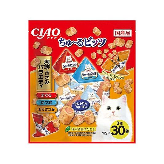 【2個セット】 CIAO ちゅ~るビッツ 海鮮・ささみバラエティ 12g×30袋入 x2