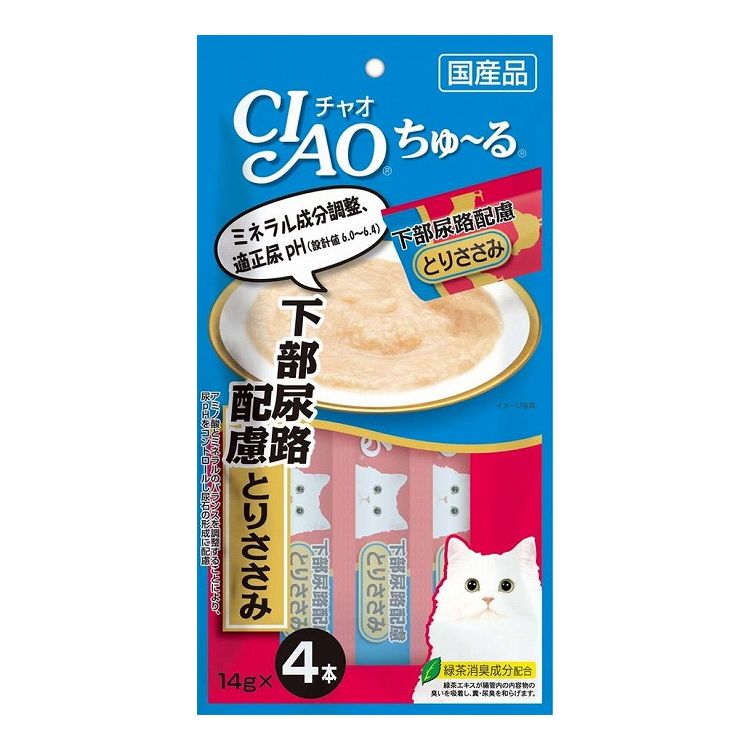 【12個セット】 CIAO ちゅ~る 下部尿路配慮 とりささみ 14g×4本 x12