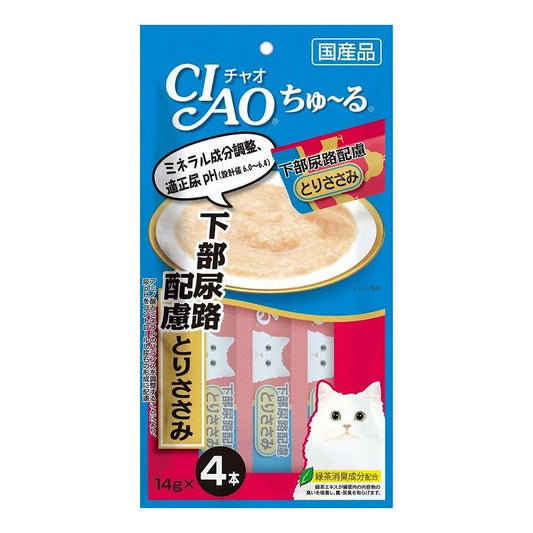 【24個セット】 CIAO ちゅ~る 下部尿路配慮 とりささみ 14g×4本 x24