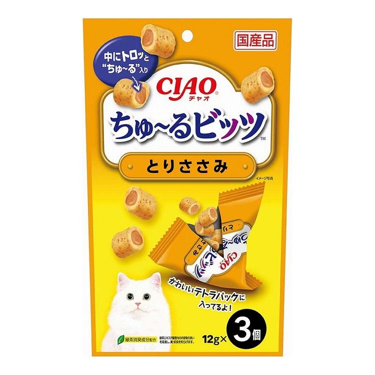 【12個セット】 CIAO ちゅ~るビッツ とりささみ 12g×3袋 x12