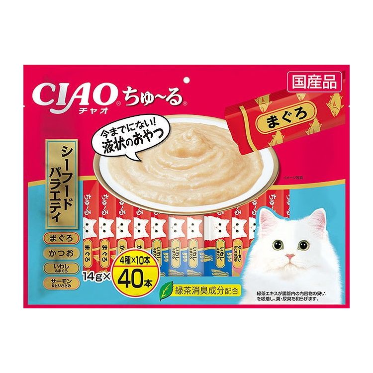 【2個セット】 CIAO ちゅ~る シーフードバラエティ 14g×40本 x2