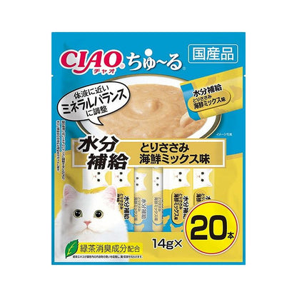 【2個セット】 CIAO ちゅ~る 水分補給 とりささみ 海鮮ミックス味 14g×20本 x2