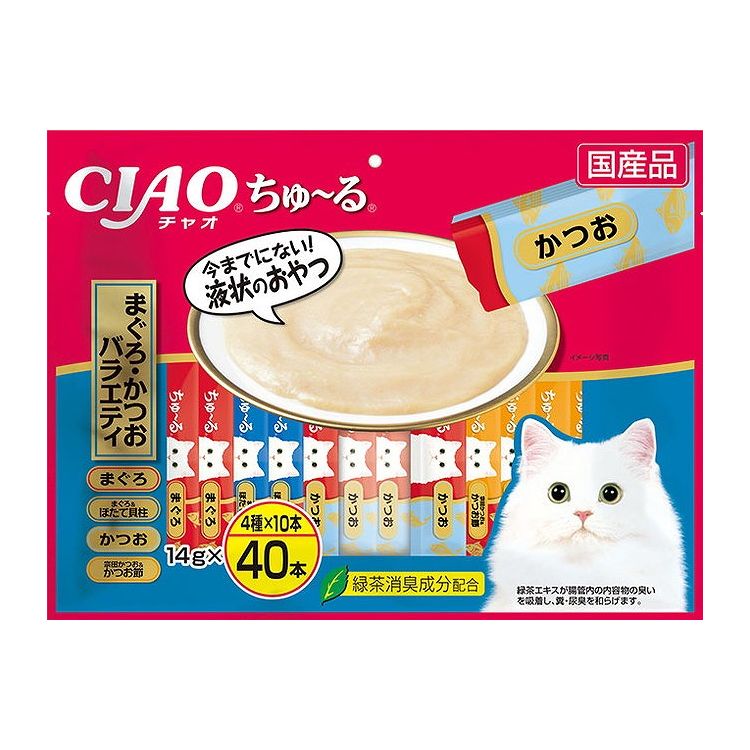 【2個セット】 CIAO ちゅ~る まぐろ・かつおバラエティ 14g×40本 x2