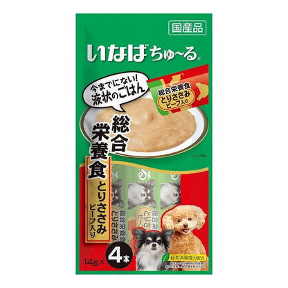 【24個セット】 いなば ちゅ~る 総合栄養食 とりささみ ビーフ入り 14g×4本 x24